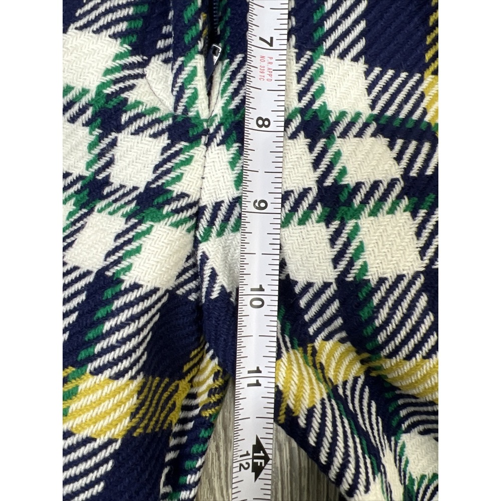 NWT Vintage 60s 70s Navy‎ Plaid High Waist Zip Button Acrylic Nylon Womens SZ 14 - Picture 9 of 12